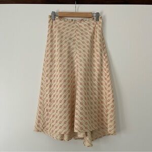 Romantic Cream and Pink Floral Flowwy Skirt